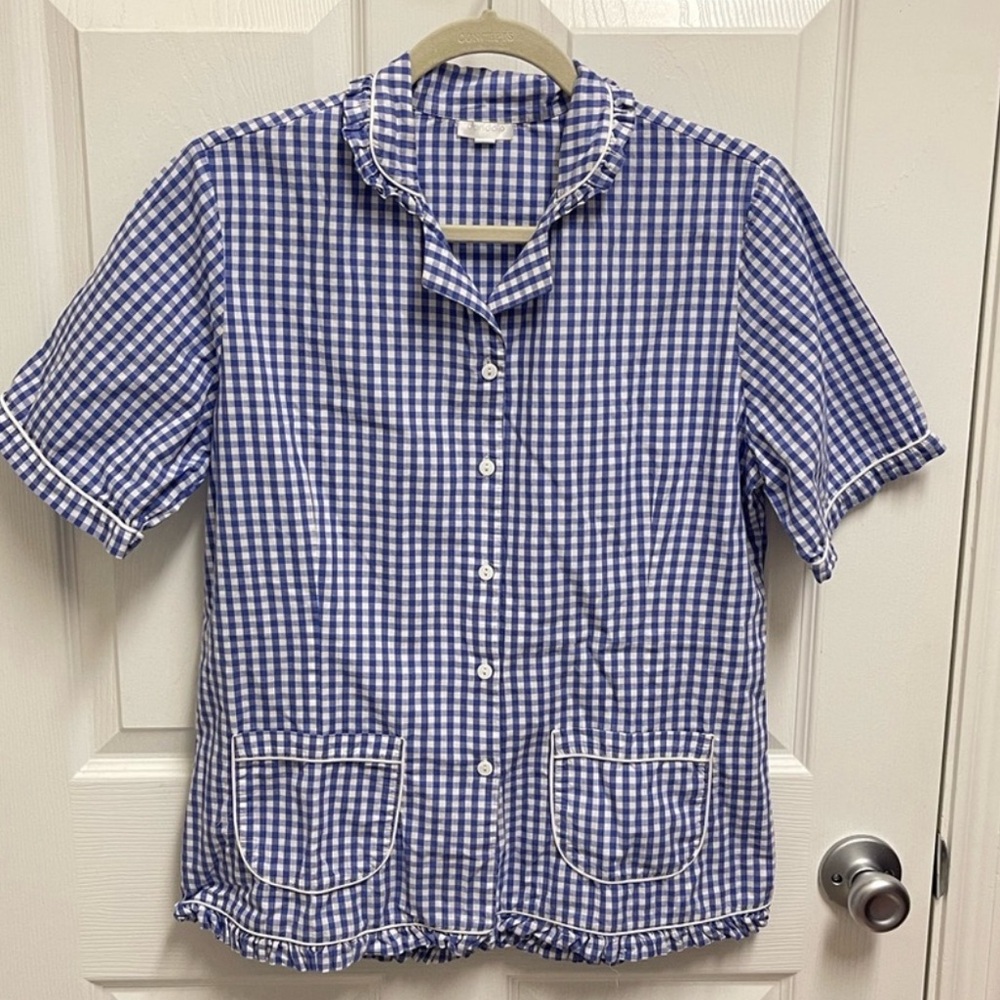 Dondolo Gingham Checkered Pajama Top. Sz Medium